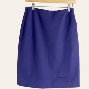 Giorgio Armani Solid Navy Purple Blue Straight Pencil Wrap Skirt Size 6